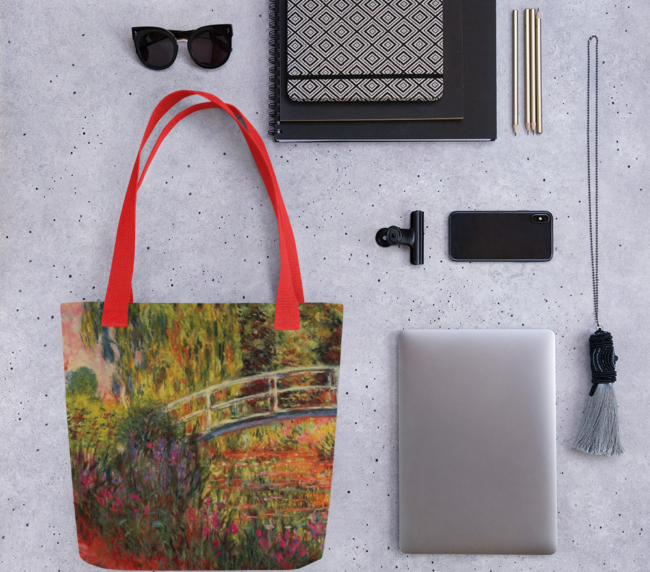 Monet Tote Bag, The Water-Lily Pond, aka the Japanese Bridge